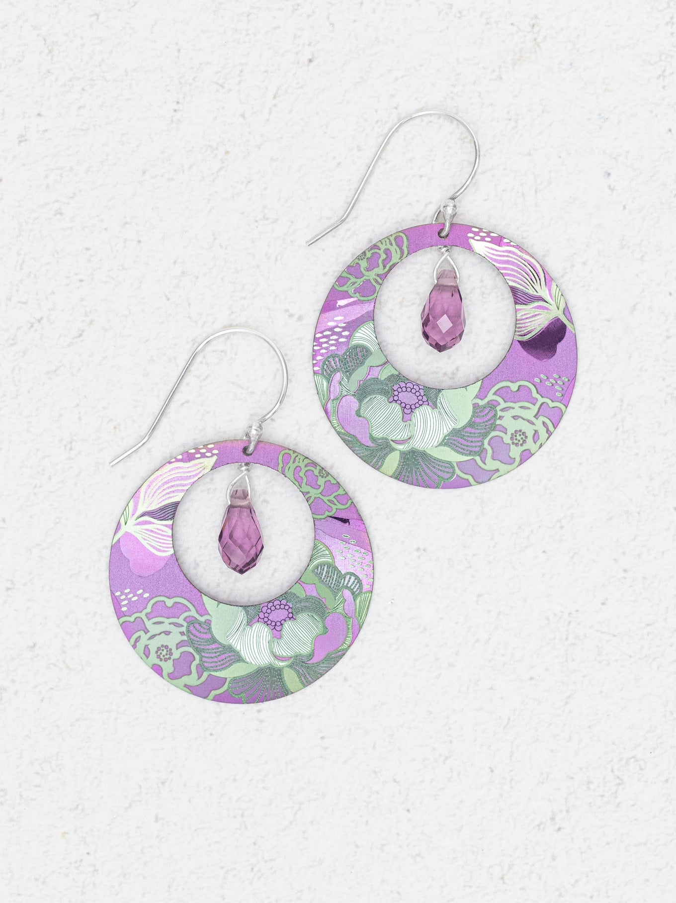 Claire Earrings | Niobium Hoops with Swinging Crystal – Holly Yashi