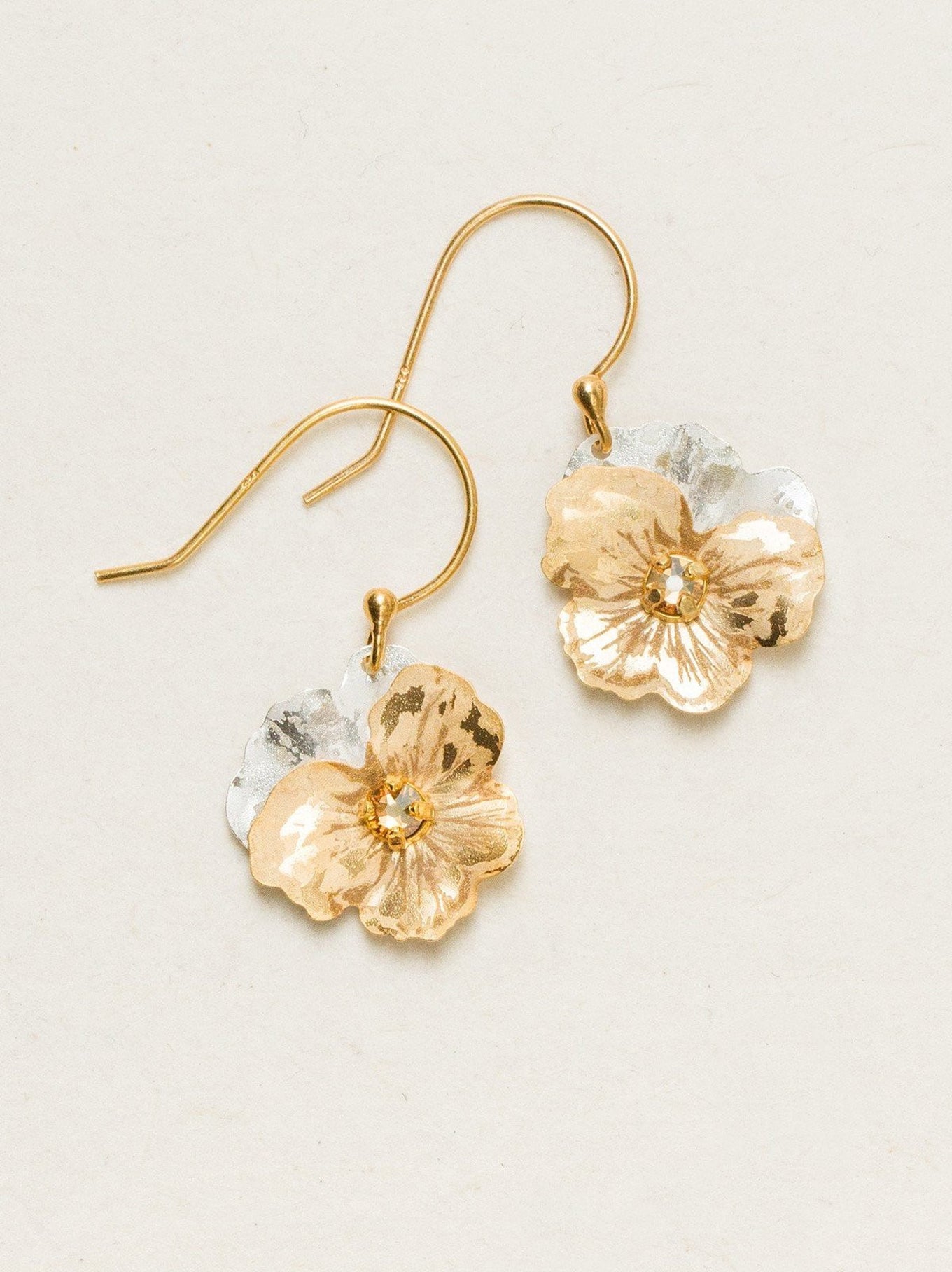 Garden Pansy Drop Earrings - Handcrafted Artisan Flower Jewelry