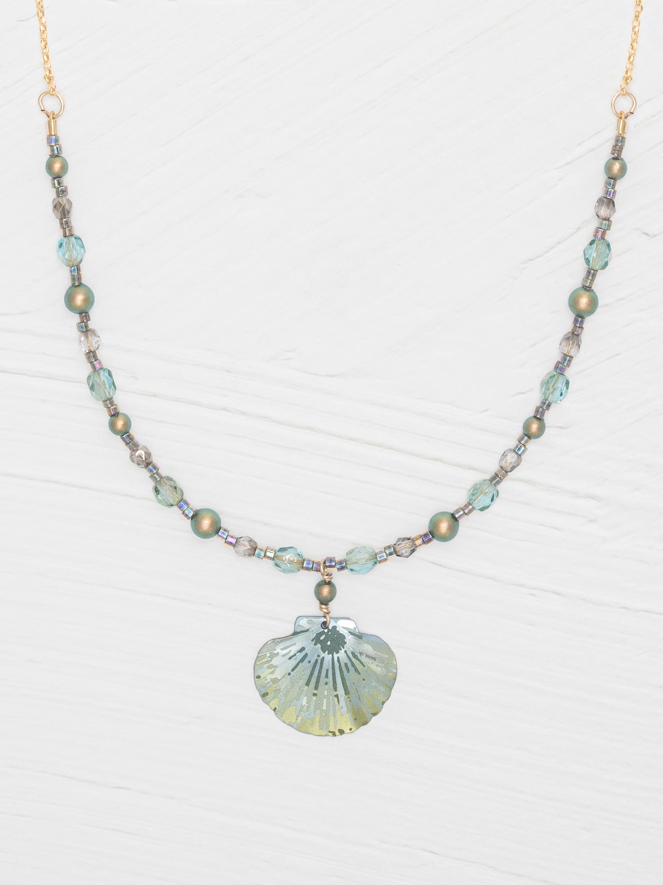Shelby Beaded Necklace - seashell beaded pendant – Holly Yashi