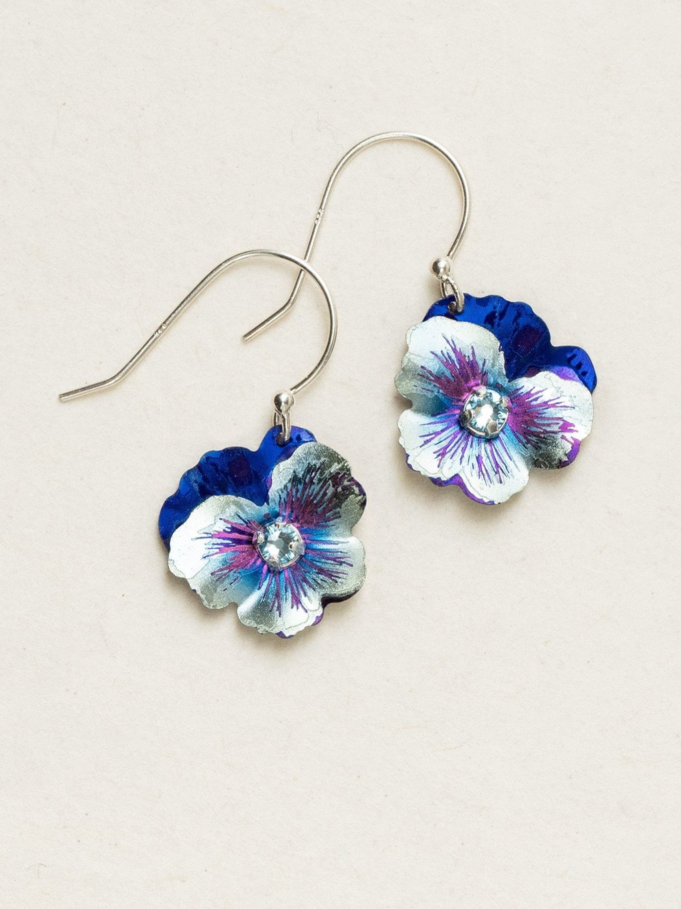Garden Pansy Drop Earrings - Handcrafted Artisan Flower Jewelry