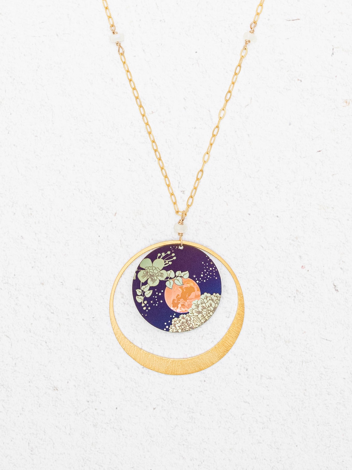 Luna Necklace: Gold & Niobium Double Pendant Of Moon – Holly Yashi