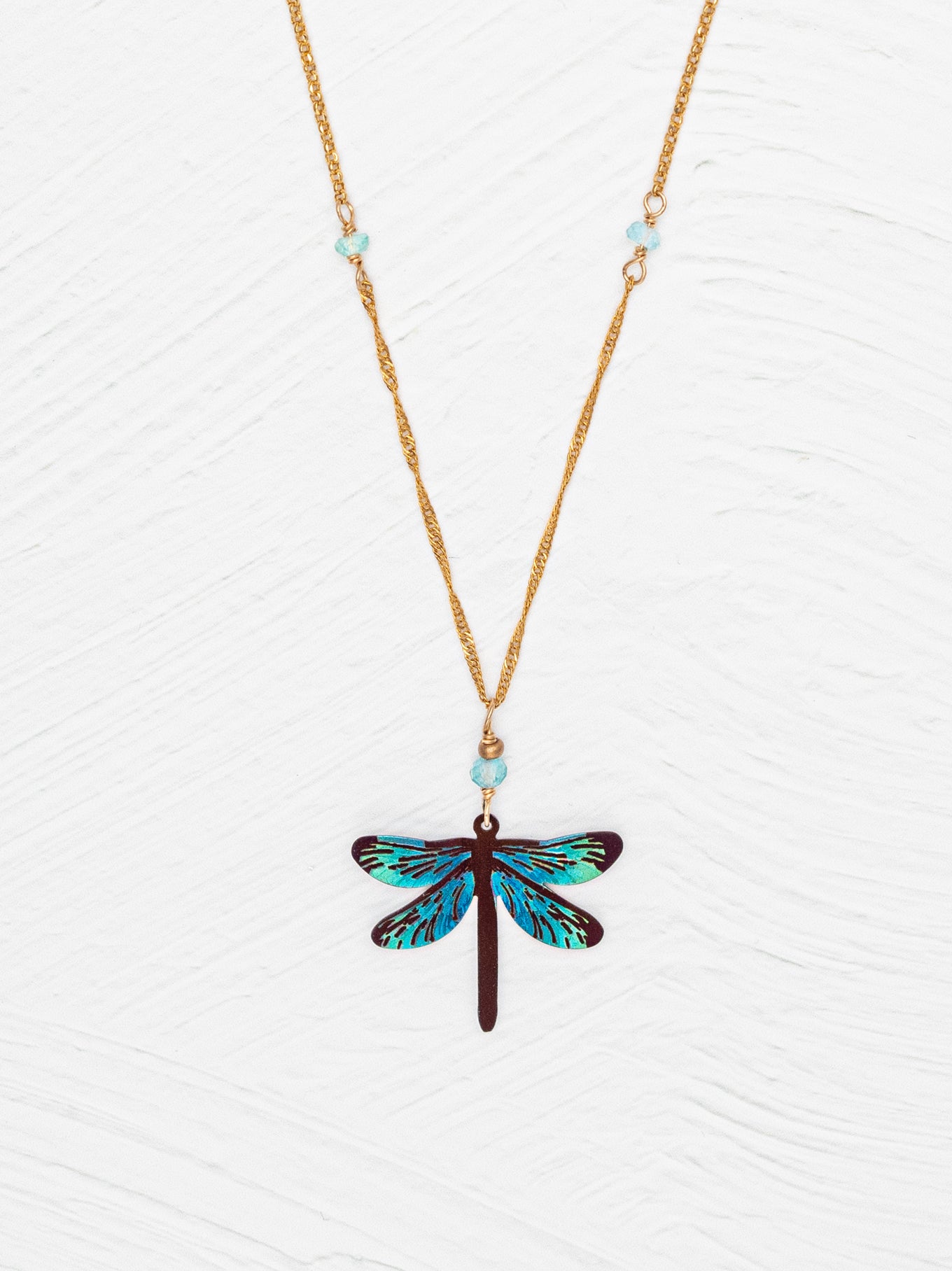 Dragonfly Dreams Pendant Necklace with vibrant niobium coloring