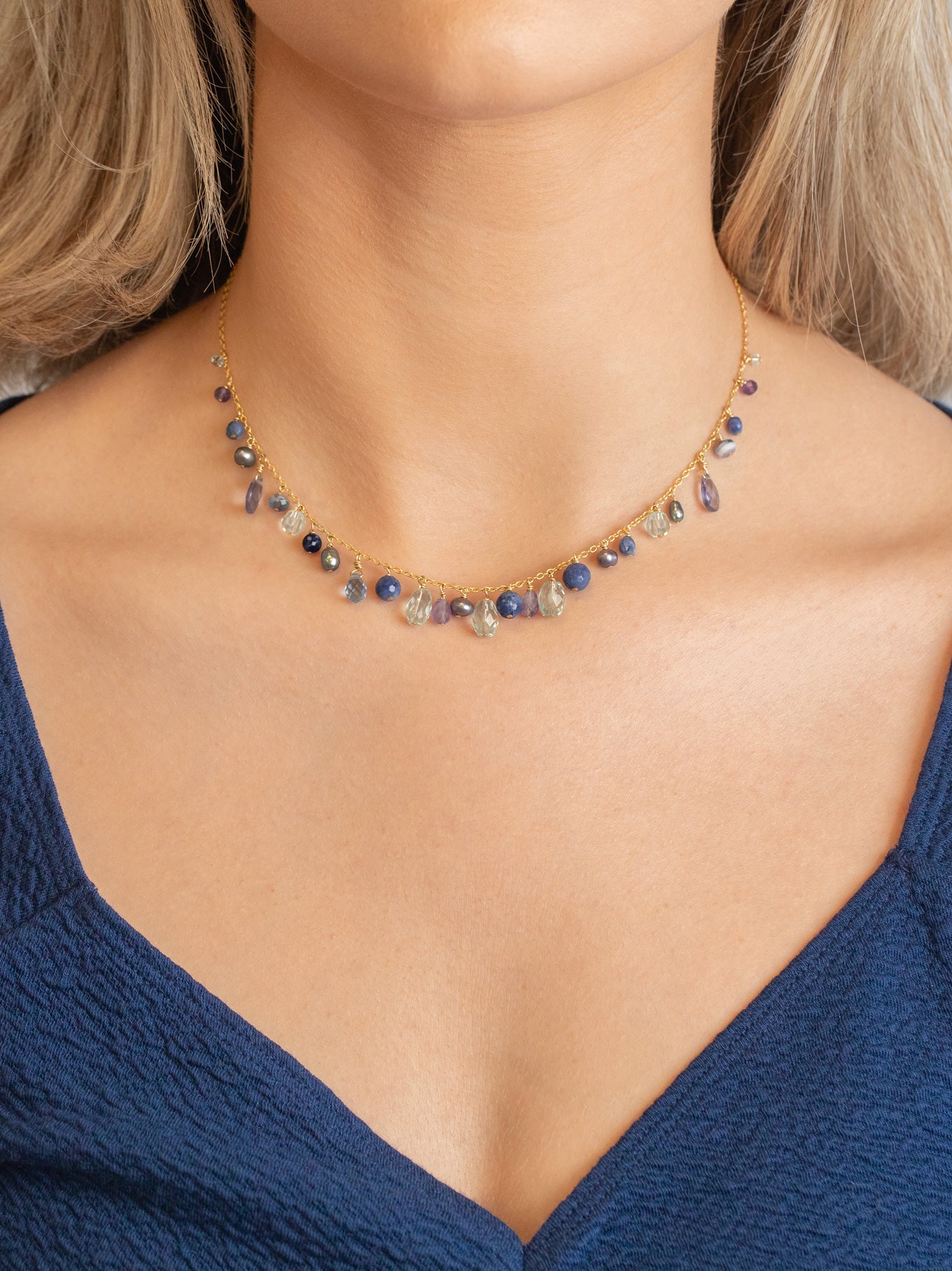 Lorie Necklace: A Symphony of Amethyst, Sodalite & Pearls – Holly