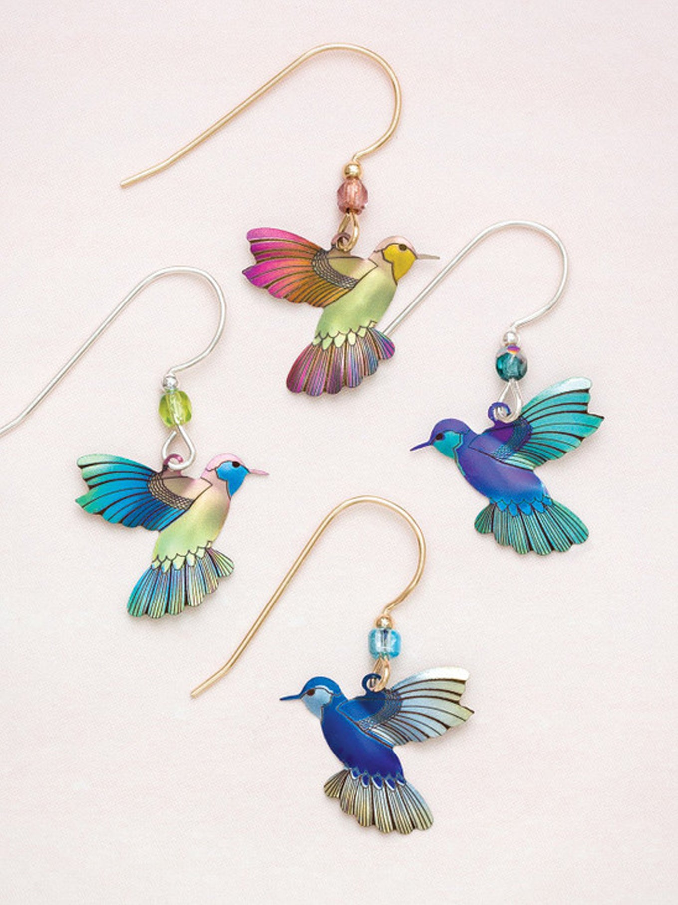 Picaflor Earrings Artfully Detailed Hand Colored Niobium Hummingbird Earrings Holly Yashi
