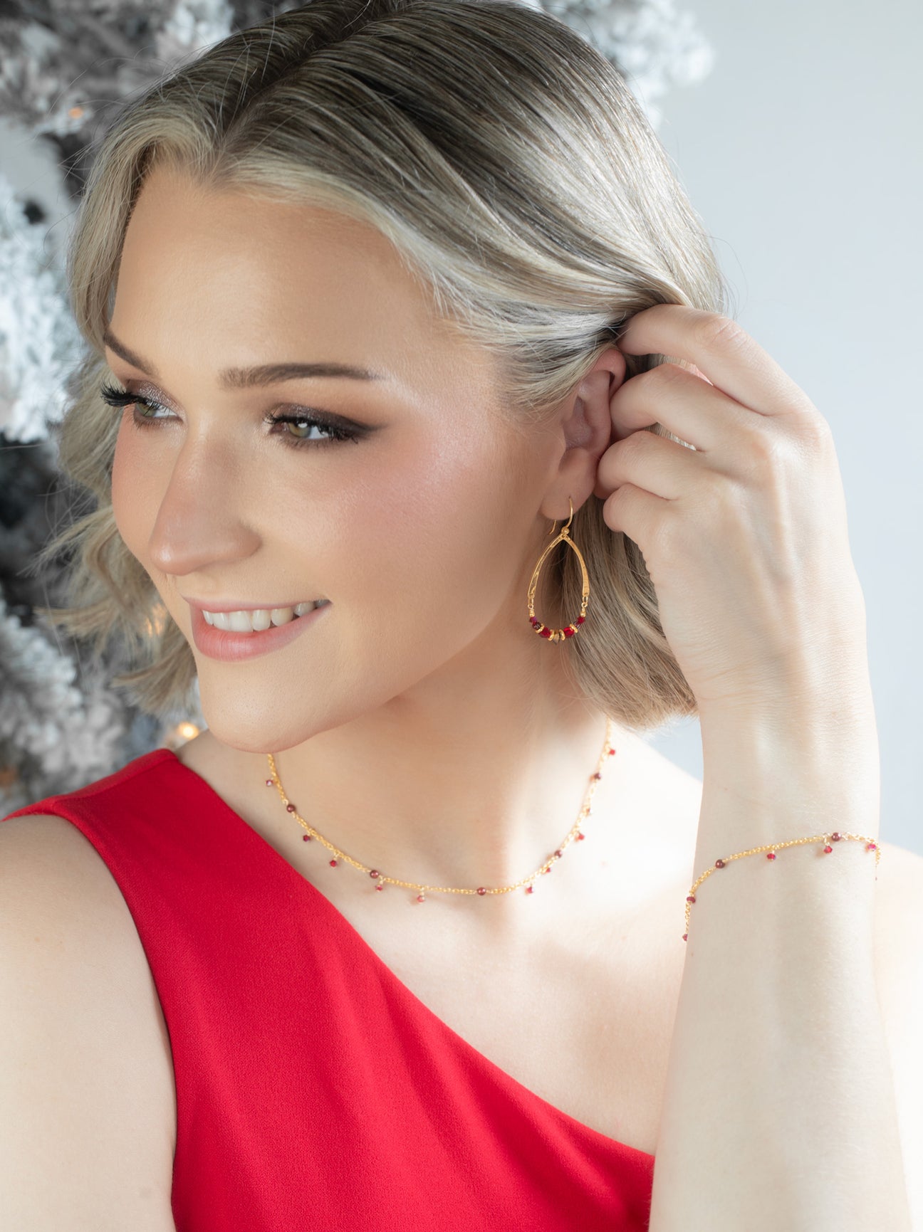Ayla Mini Hoop Earrings - Amber and Gold main image 1
