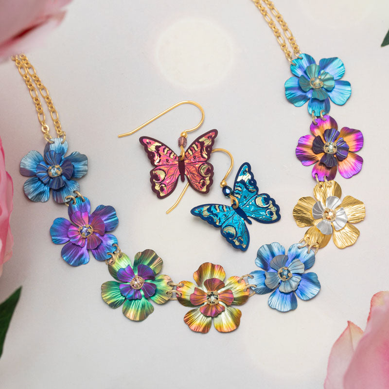 Luna Necklace: Gold & Niobium Double Pendant Of Moon – Holly Yashi