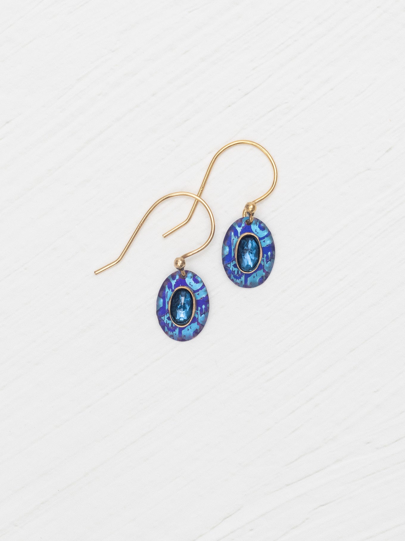 Gracie Oval Earrings – Handcrafted Gold, Niobium & Glass Stone