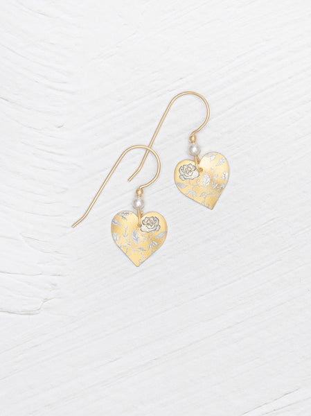 A Secret Garden Earrings | niobium and pearl floral heart earrings