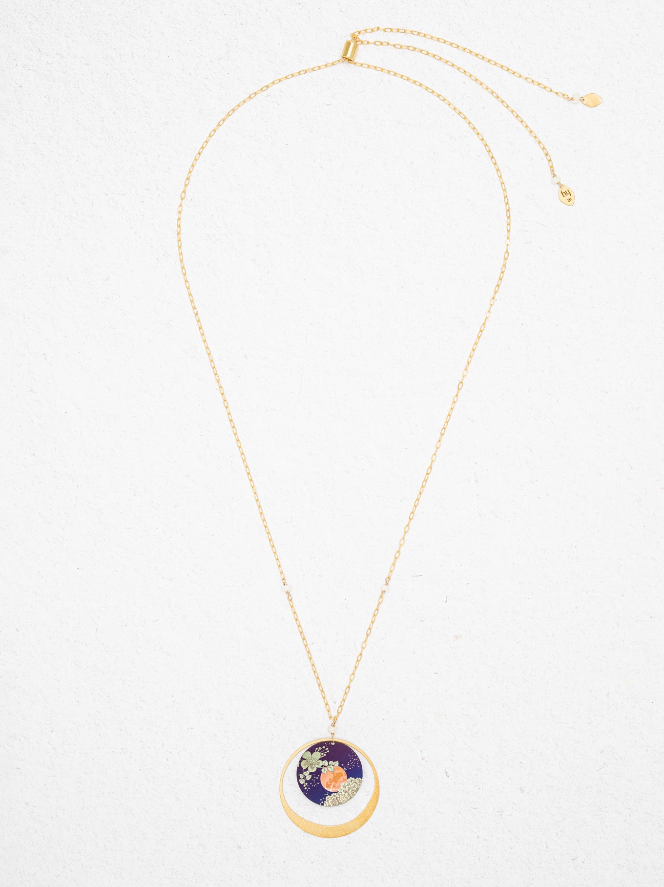 Luna Necklace: Gold & Niobium Double Pendant Of Moon – Holly Yashi