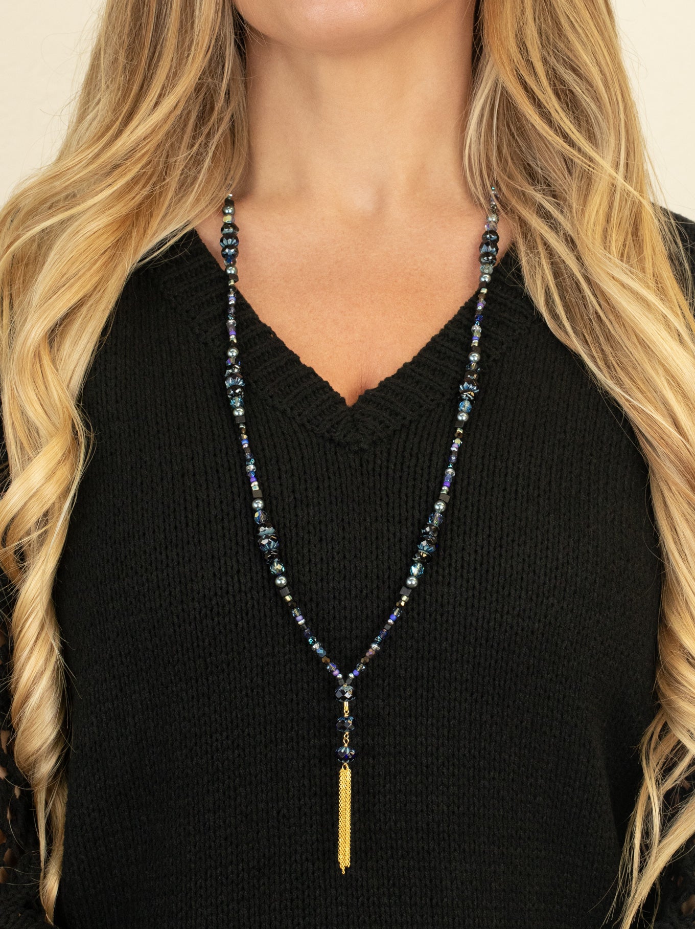 Sheba Beaded Fringe Necklace C466261