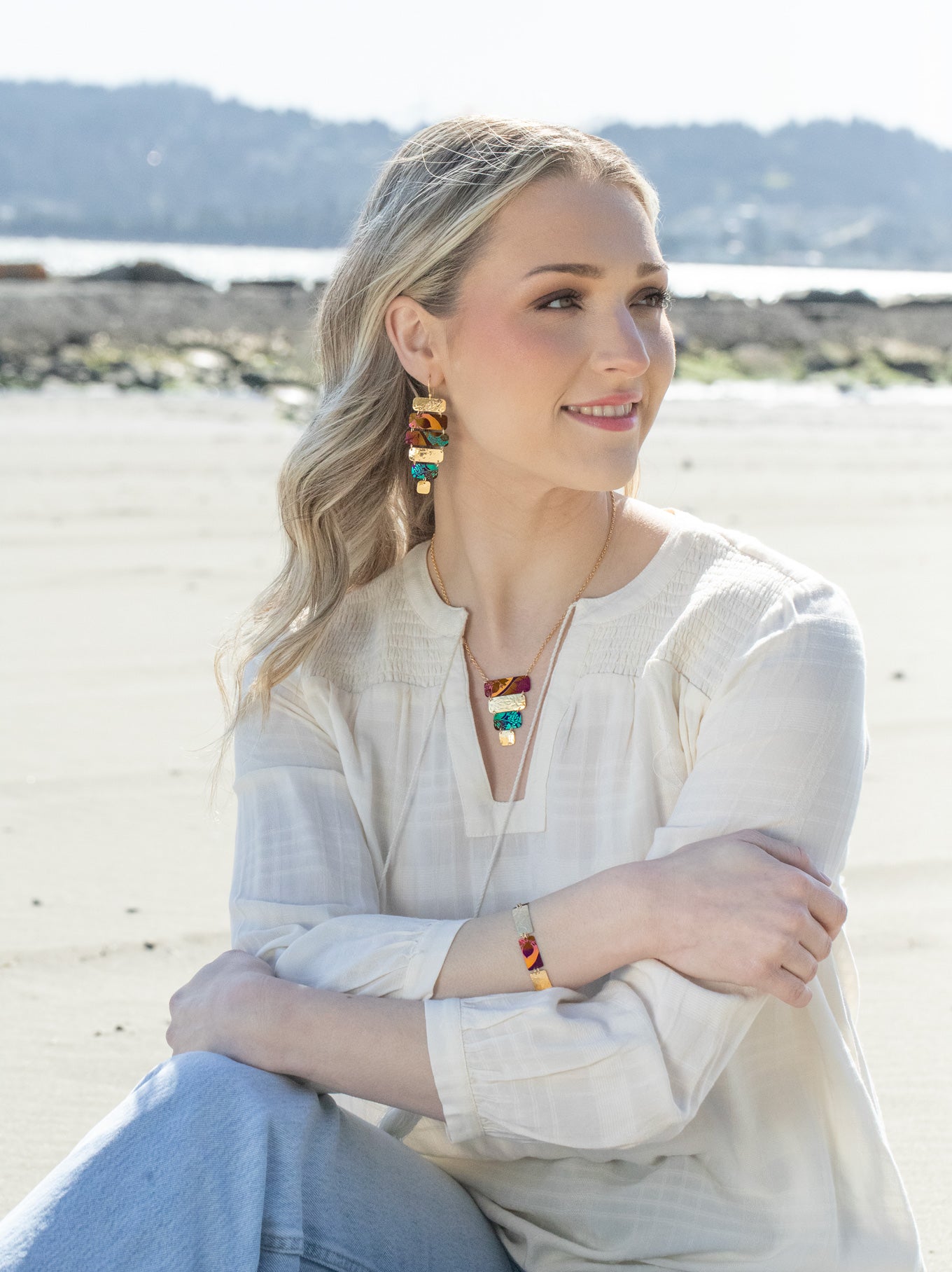 Lana Talisman Earrings - Tropical hues, Hawaiian florals, and hand