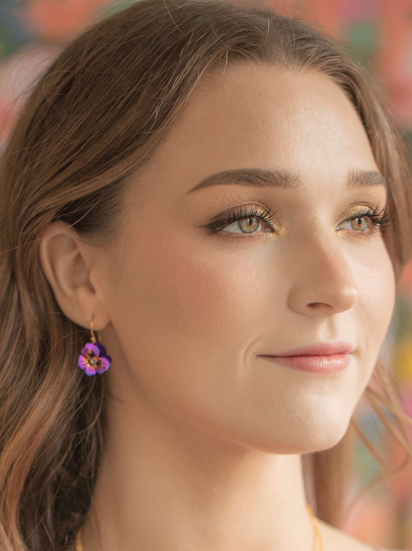 Garden Pansy Drop Earrings C146314
