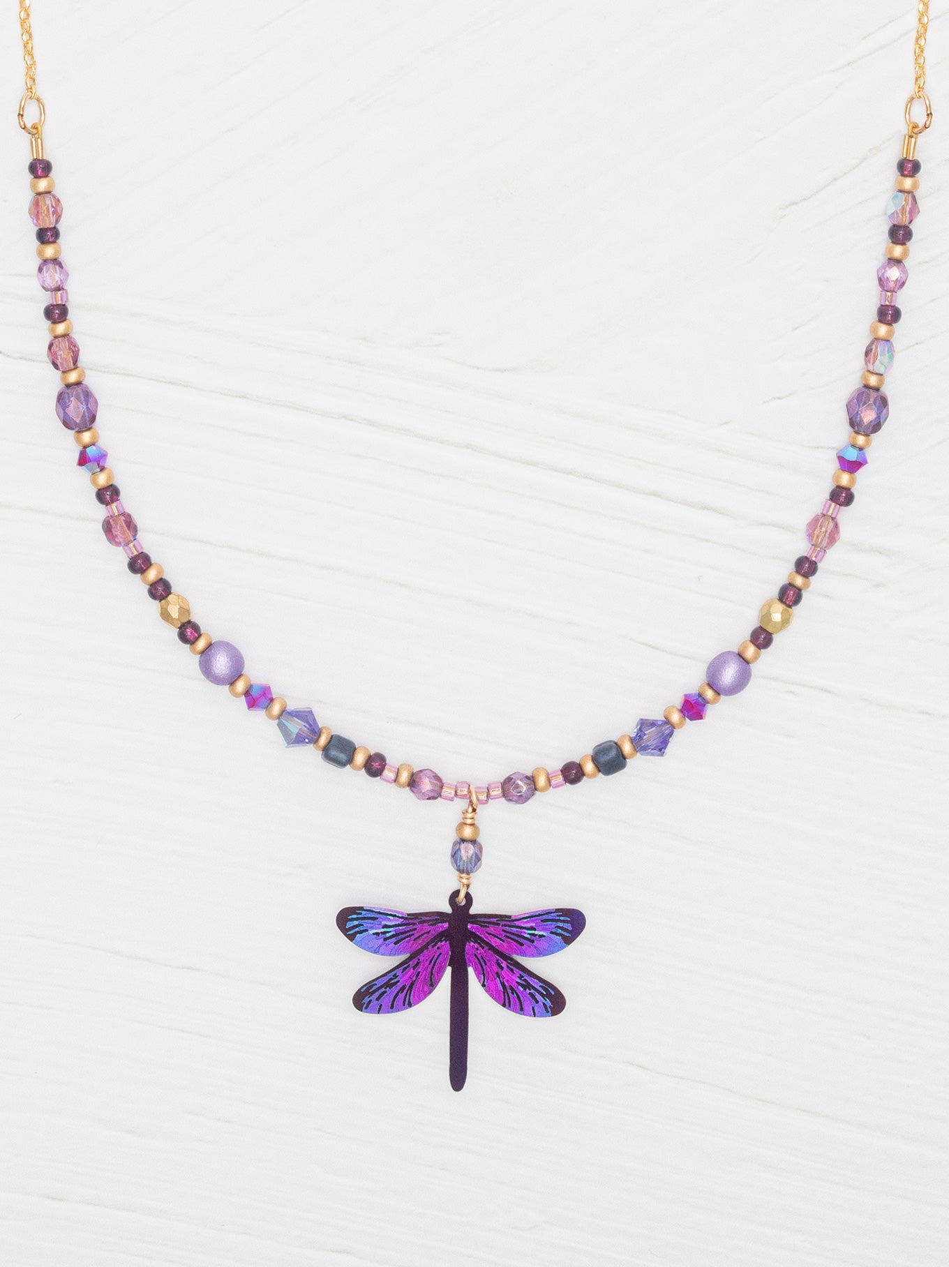 アクセサリー demodee JYAKSYO VIOLA Dragonfly Dreams Beaded Necklace with niobium and glass beads